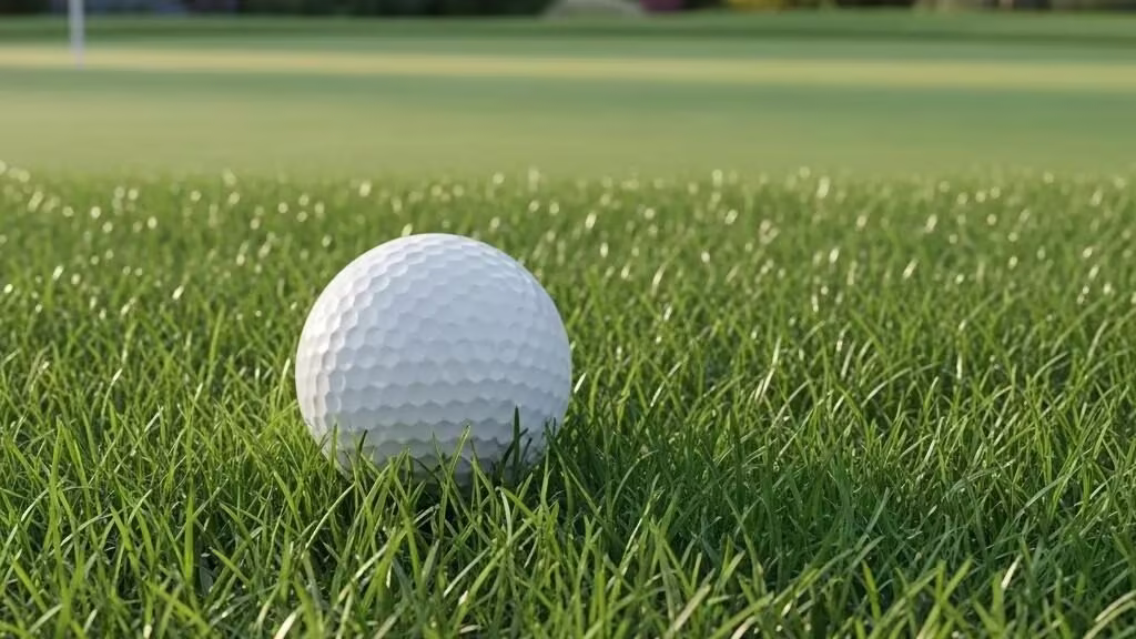 Golf ball on grass, San Jose, CA