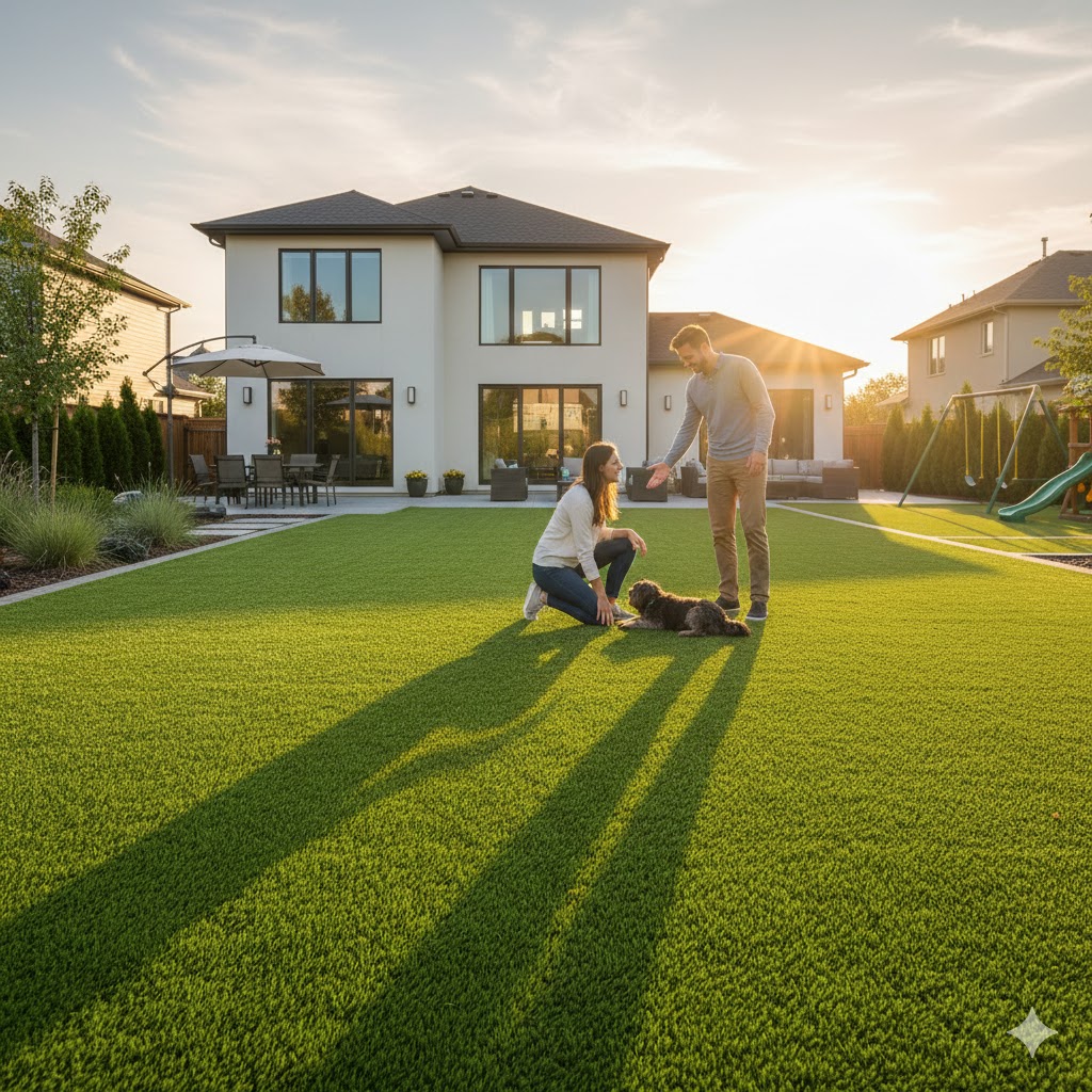Artificial turf lawn in San Jose, CA.