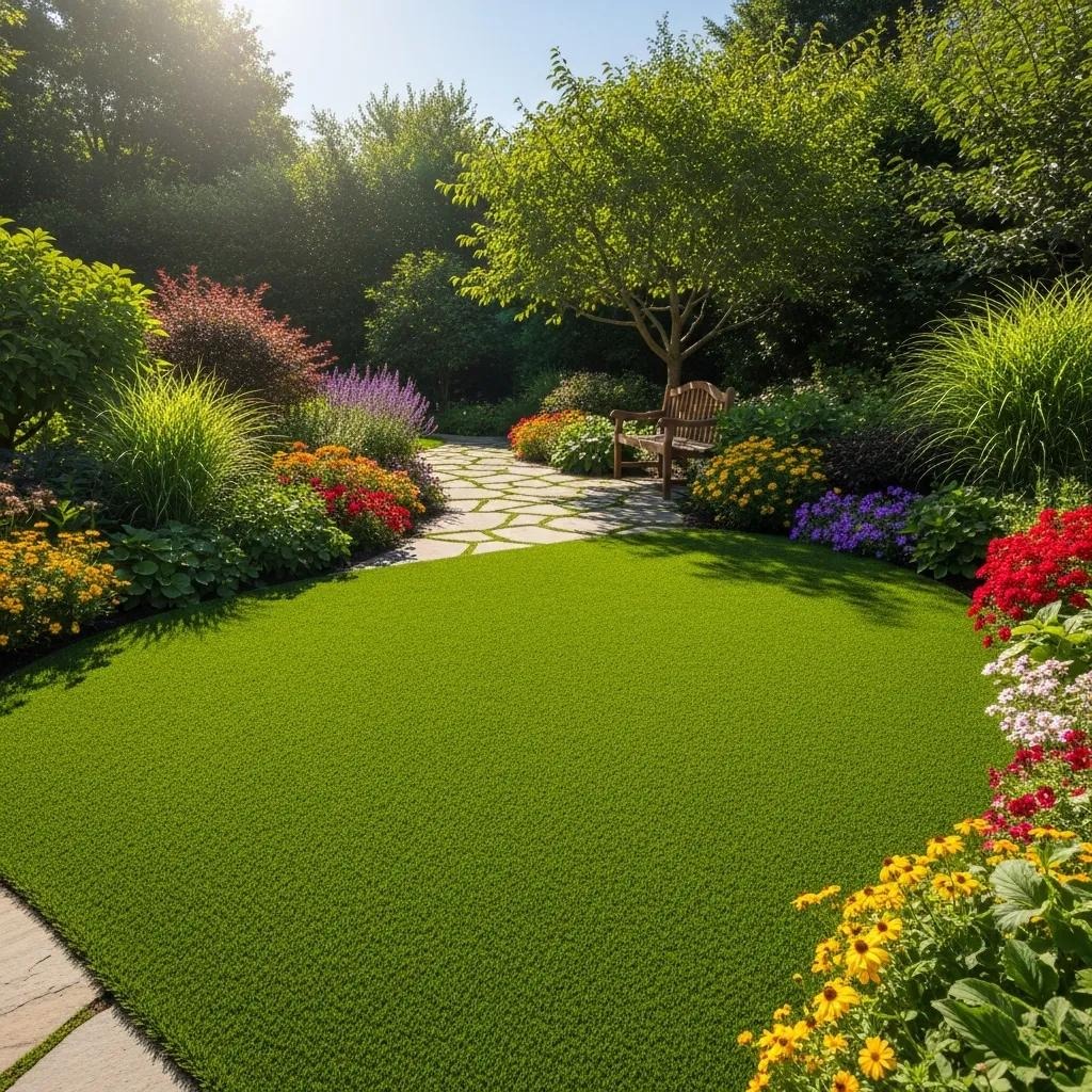Lush garden with artificial turf, San Jose, CA