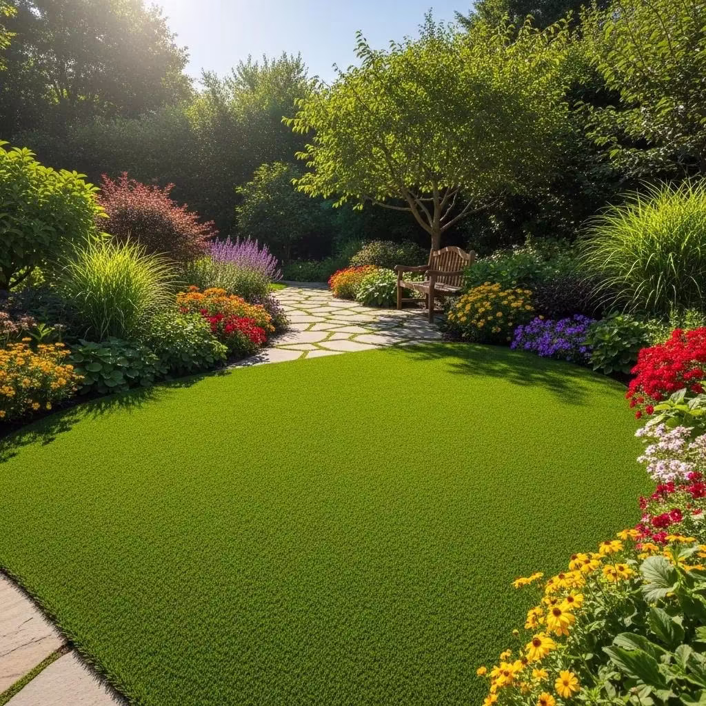 Artificial turf garden in San Jose, CA.