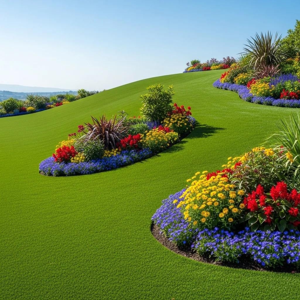 Lush artificial turf landscape, San Jose, CA.
