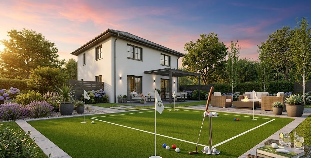 Artificial grass putting green in San Jose, CA.