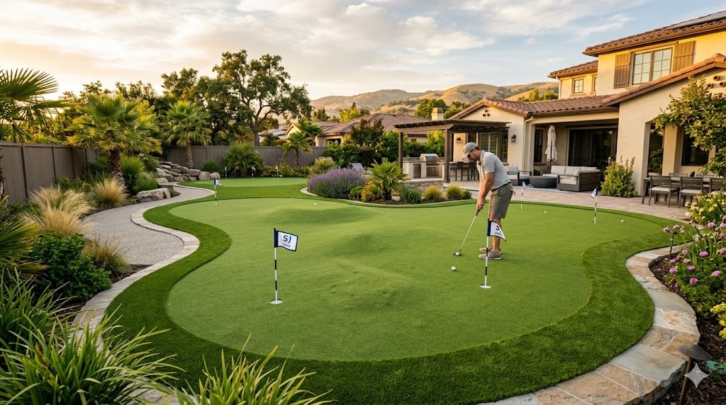 Synthetic turf putting green in San Jose, CA.